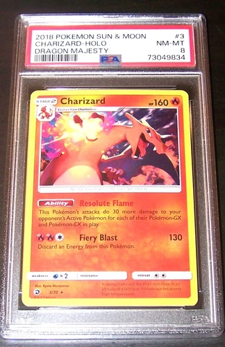 2018 Pokemon Dragon Majesty 3 Charizard Holo PSA 8, NM-Mint