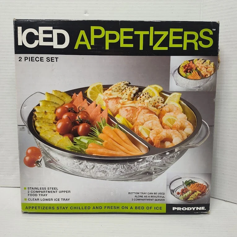 Prodyne Iced Appetizers 2 Piece Set Iced Bottom Tray Top w/ Divided Compartment - Image 2 of 4