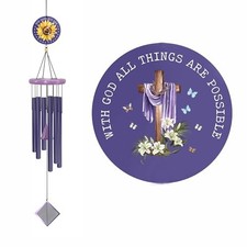 Christian Wind Chimes with Crosses for Women Faith, 32in Christian Purple 1