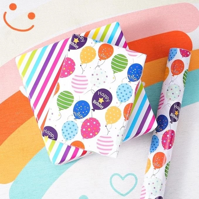 Reversible Birthday Wrapping Paper For Boys & Girls  17 Inches X 33 Feet - Image 4 of 4