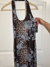 Brand new Forever 21 S Brown Leopard Floral Maxi Dress Y2K 2000s Boho Grunge