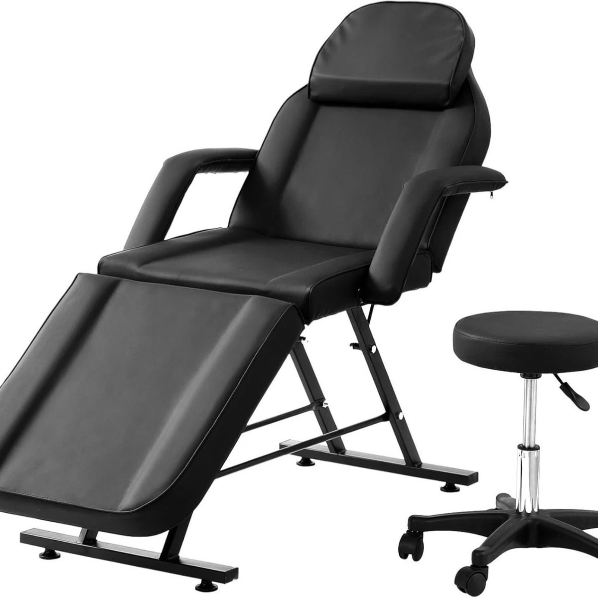 Sofá y taburete facial de masaje tatuaje cama tratamiento salón de belleza ajustable