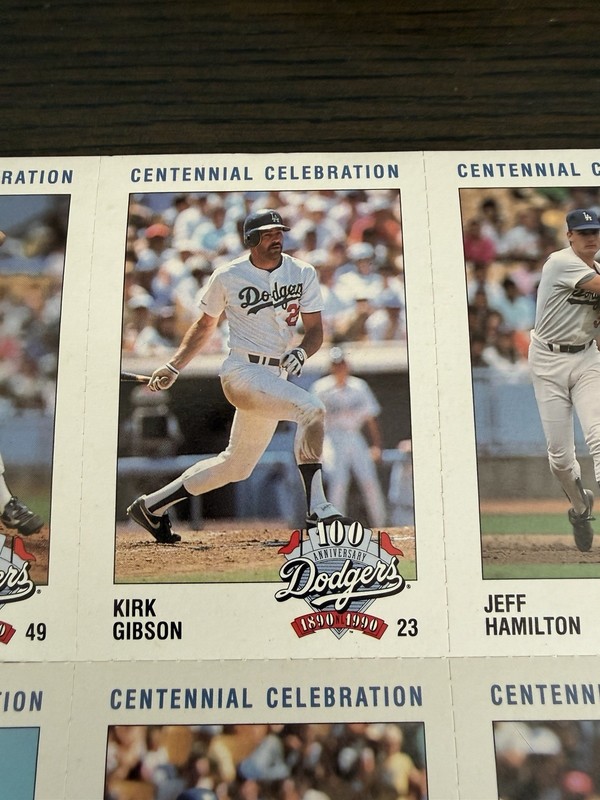LA Dodgers RARE Centennial Celebration Player / Manager BB Cards Uncut  Sheet