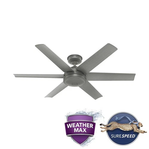 52" Hunter Jetty Matte Silver WeatherMax Outdoor Fan with Wall Control - Picture 7 of 7