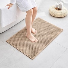 Waffle Bath Mat 36x24 Khaki Absorbent Quick Dry Non Slip Machine Washable