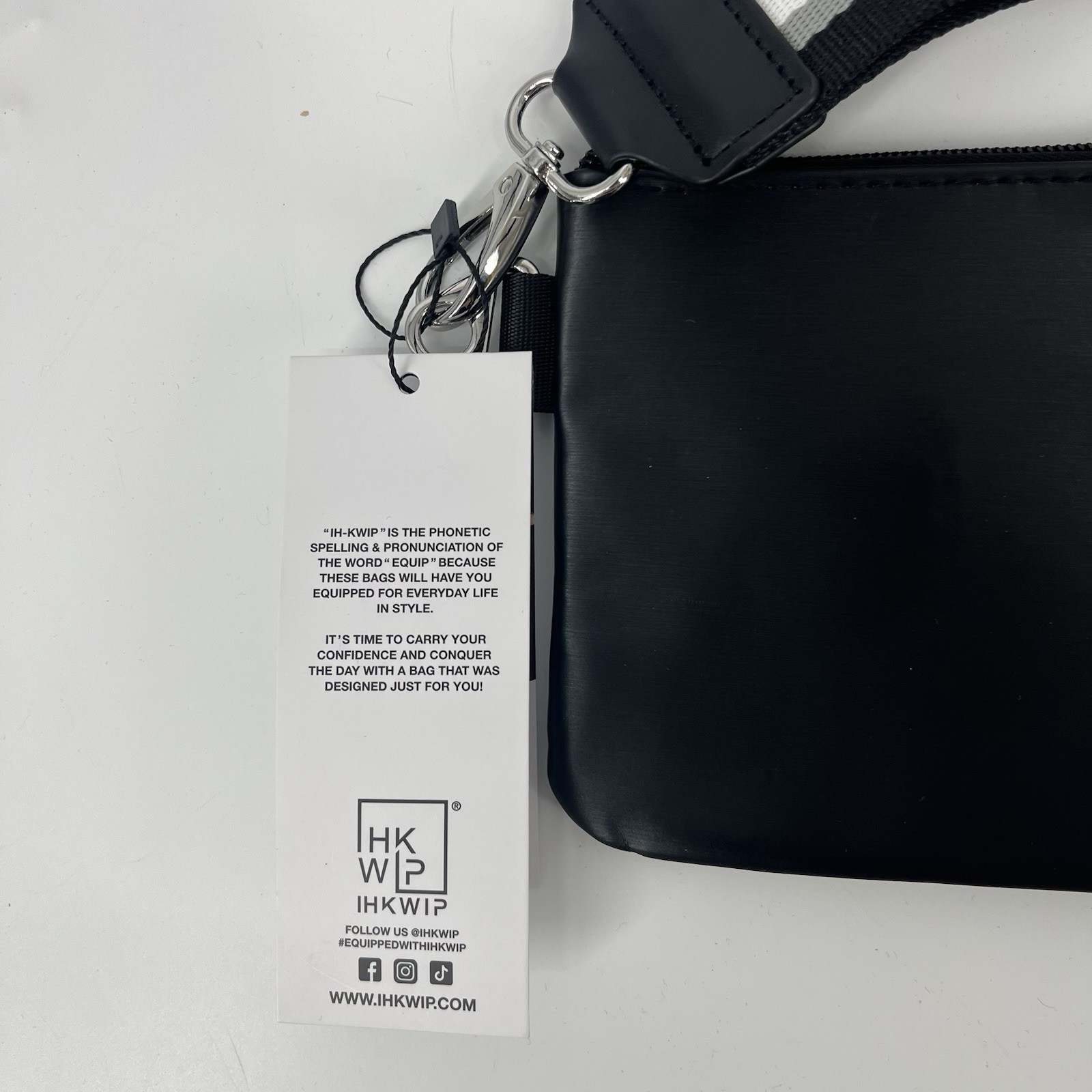 IHKWIP XL Everyday Essentials RFID Wristlet Pouch Black Zip Pocket Strap Clutch thumbnail 7