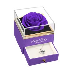 Gifts for Her, Preserved Real Purple Rose, Forever Flowers Gifts for Mom Girl...