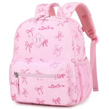 Toddler Backpack, 12'' Corduroy Mini Toddler Bookbag for Girls,Pink Bow