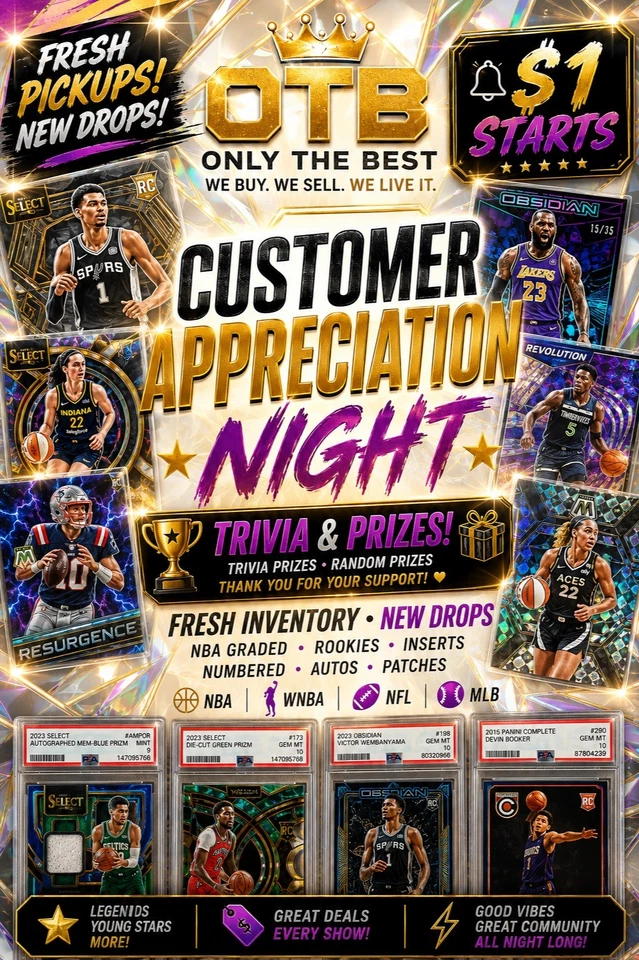 🖤 CUSTOMER APPRECIATION NIGHT • $1 Starts • 300+ SINGLES NBA NFL WNBA MLB