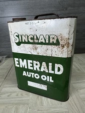 Vintage Sinclair Emerald Auto Oil Empty 2 Gallon Can Green Advertising Metal