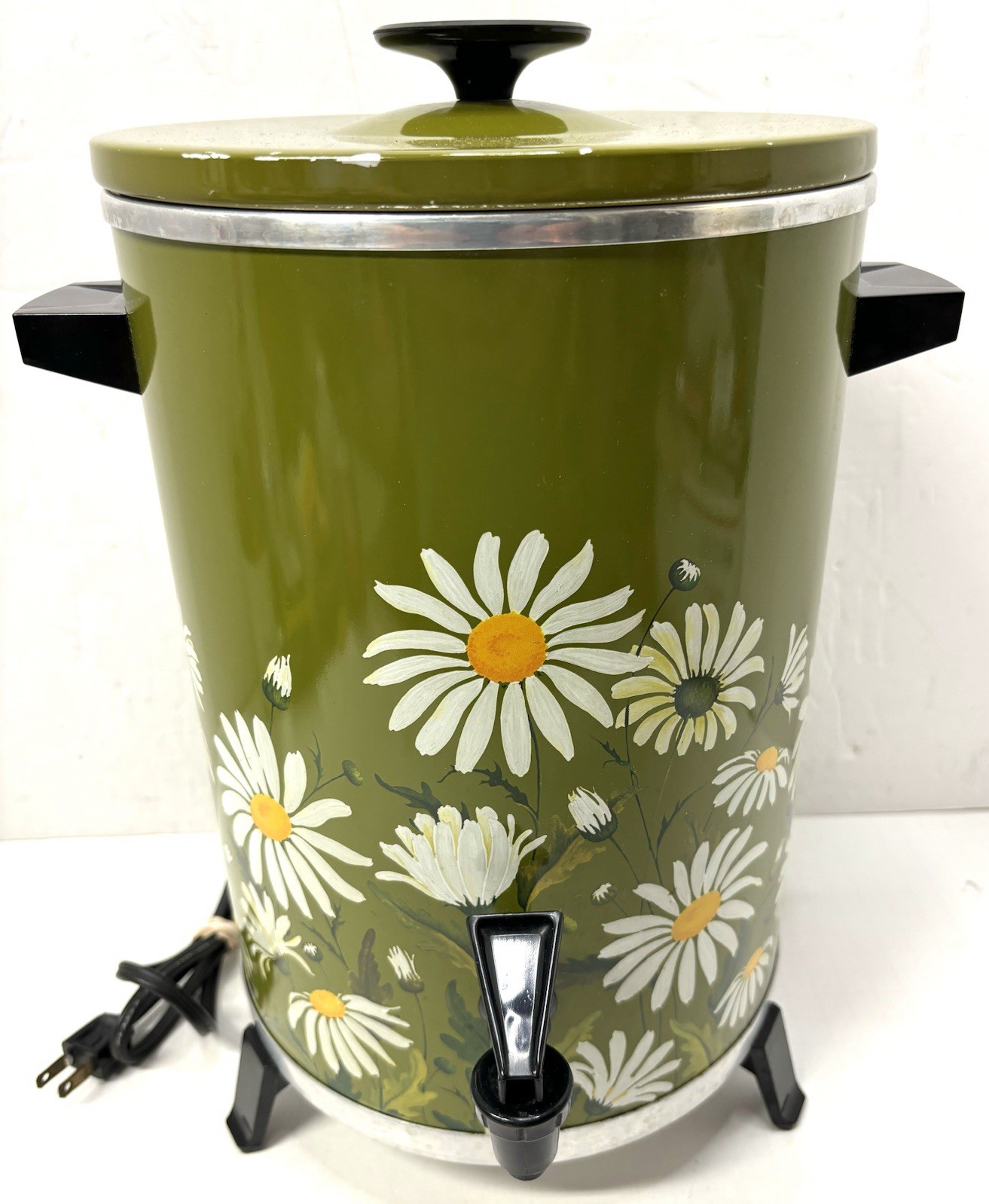 Electric Percolator Green W/ Flowers