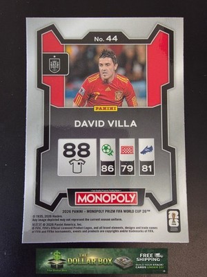 2026 Panini Prizm Monopoly FIFA World Cup David Villa Card #44