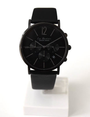Jacques Lemans Black Leather Black IP SS Chronograph LP-123C Watch