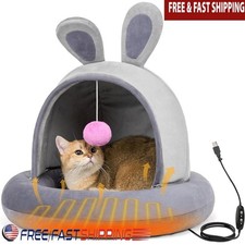 Heated Cat Bed USB Heating Orthopedic Pet Bed Warm Cozy Donut Design Washable