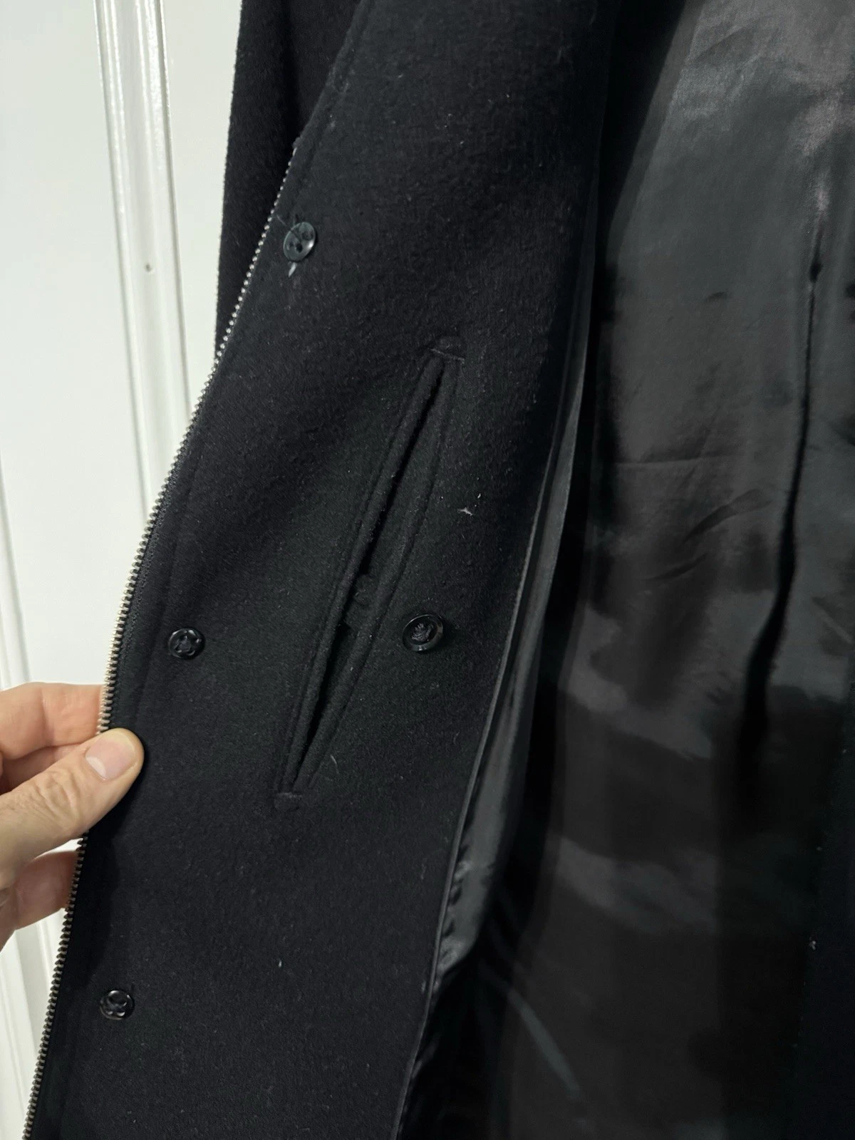 Banana Republic Men’s Black Wool-Blend Overcoat – Size Medium image 4