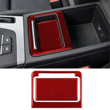 For Audi Q5 Red Carbon Fiber Interior Central Console Storage Box Cover Trim