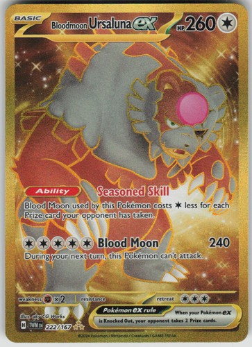 Pokemon Bloodmoon Ursaluna ex 222/167 Twilight Masquerade Holofoil Hyper Rare NM