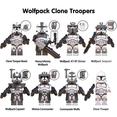Star Wars Wolfpack Clone Troopers Custom Minifigure for gift 2 inch 8 pack