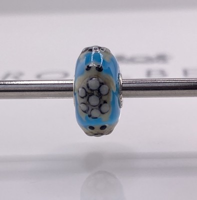 Trollbeads Glass Bead   Blue Turtle Pattern   Retired, New