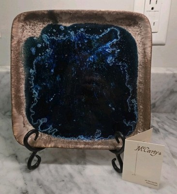 McCarty Pottery Water Bottom Plate Nutmeg With Rivermark 8'' 