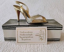 VINTAGE AMANO "Decollete" Gold Rhinestone Lucite Heels 7.5M NOS NIB Lloyd Gotchy