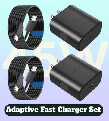 2pcs 45W Super Fast Charger Type C, USB C, 6.6ft Wire and Block