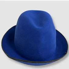 $349 SUPERDUPER Women's Blue Hobo Brim Rabbit Fur Felt Fedora Hat Size 57