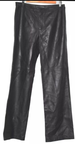 Linda Allard Ellen Tracy 100% Leather Pants 6 28x30 Wide Leg Soft Black $698