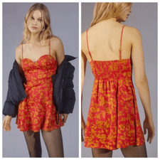 Urban outfitters Dress Womens Size Medium Satin buster floral Smocked Mini NWT