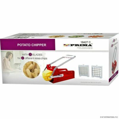 NEU KARTOFFELHÄCKSLER POMMES FRITES SCHNEIDER SPANSCHNEIDER GEMÜSE ZERKLEINERER 2 KLINGEN STAHL