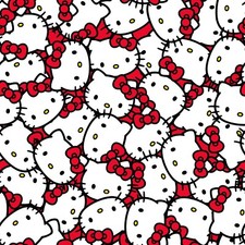 BTHY Sanrio Hello Kitty Sweet Red Hairbow Packed Cotton Fabric By 1/2 Yard 77877