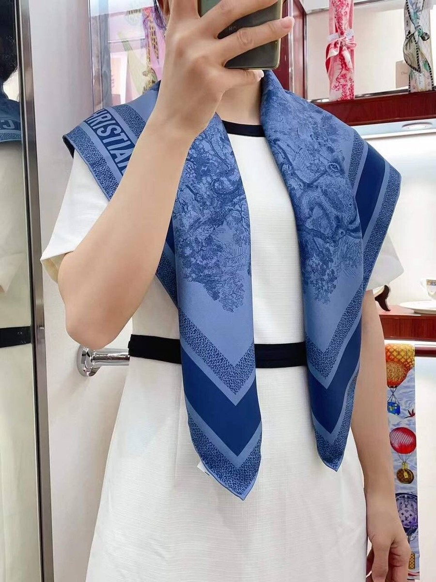 Christian Dior Toile de Jouy cashmere scarf (13183) blue | eBay Christian Dior Toile de Jouy cashmere scarf (13183) blue | eBay