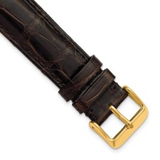 DeBeer 20mm Genuine Alligator Brown Chrono Gold-tone Buckle Watch Band