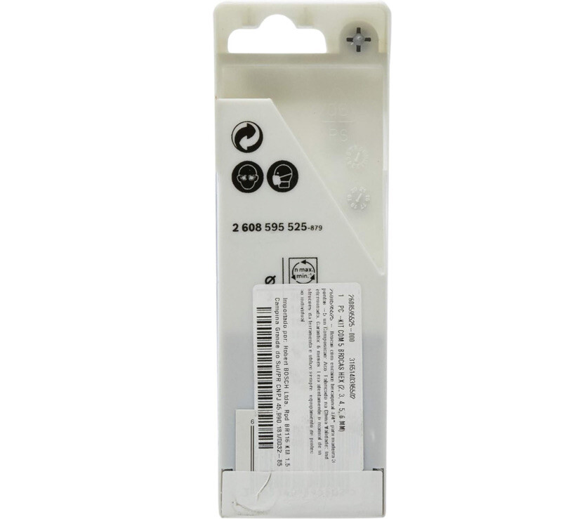 Bosch Drill Bit Set 1/4” Hex Shank Wood HSS High Speed Steel 5 Pcs