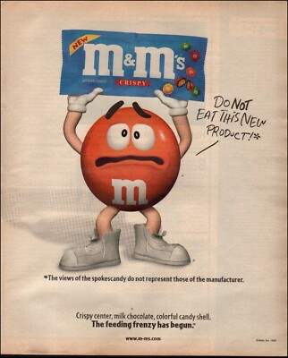 1999 Print ad M&M's Mars Candy Orange Shoes Crisp Cute 12/12/22 | eBay