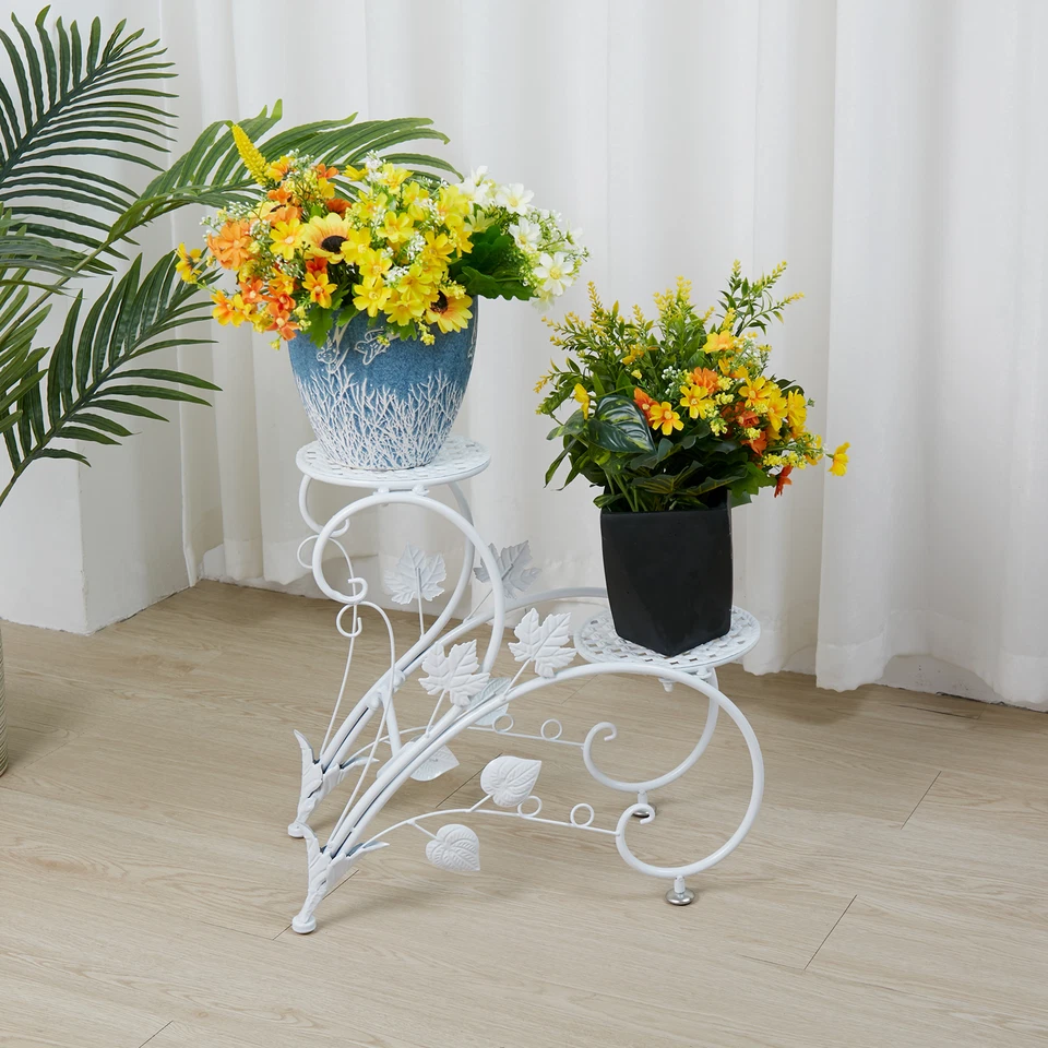 Conjunto de 2 suportes de plantas combinando faça você mesmo entrada jardim casamento prateleira de flores rack decorativo - Imagem 3 de 4