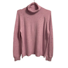 LOFT Pink Confetti Speckled Turtleneck Sweater Raglan Long Sleeve Knit Top