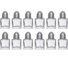 (Set of 12) Mini Salt and Pepper Shakers, 0.5 Oz Glass Cube Body salt and pepper