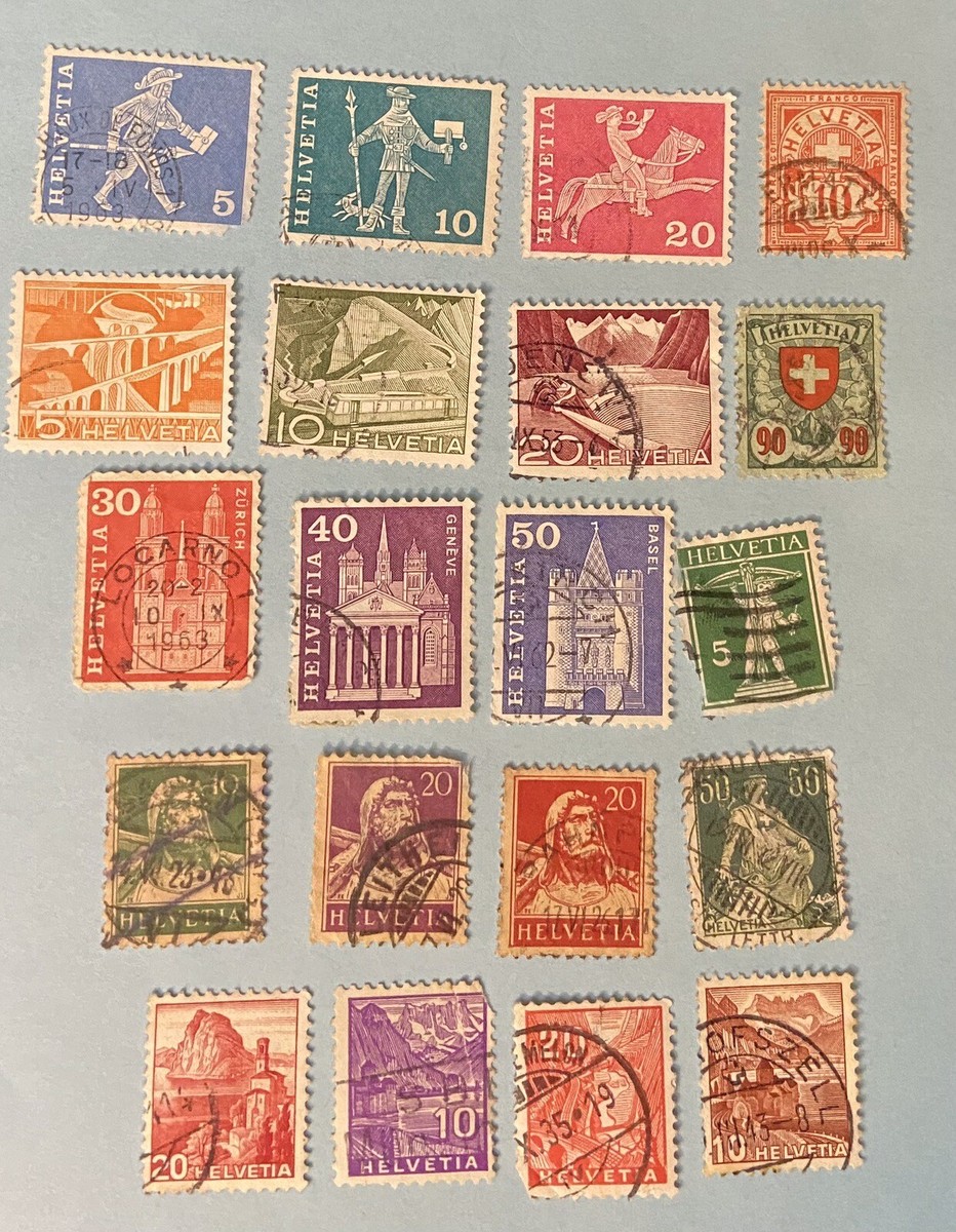 20 Used Switzerland Postage Stamps from 1908 to 1963 | eBay