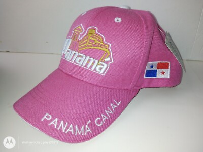Panama Canal Mega Sport Hat Cap Embossed Pink Adjustable New with Tags Flag Ship