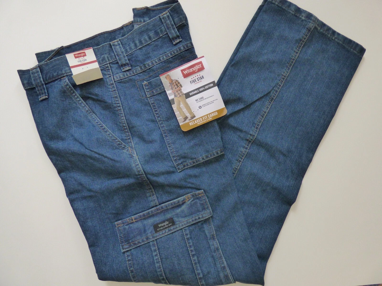 Wrangler Men's Cargo Jeans 6 Pocket  - Relaxed Fit - 1070LGWDS image 1