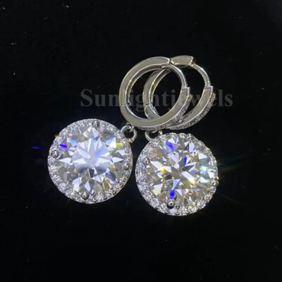 10 Ct Off White Treated Diamond Solitaire Dangler Earrings Great Shine & Luster