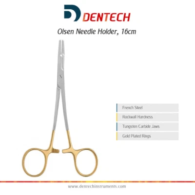 DENTECHUK Olsen Hegar Needle Holder Tungsten Carbide Forceps Surgical Dental Vet 16 cm CE