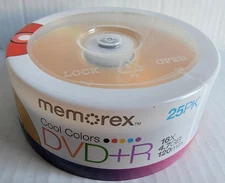 Memorex DVD+R 16X Cool Colors 25 Pack Blank DVDs - 4.7 GB, 120 mins