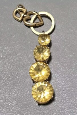 RARE! Juicy Couture Y2k Vintage Gold Yellow Jewel Bling Keychain