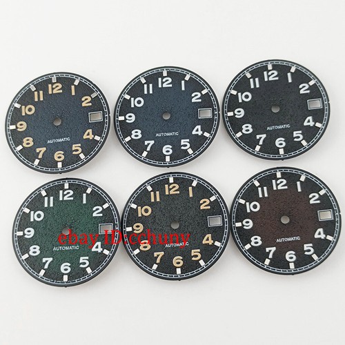29 mm negro azul verde marrón estéril esfera de reloj ajuste movimiento NH35 NH36 - Imagen 2 de 12