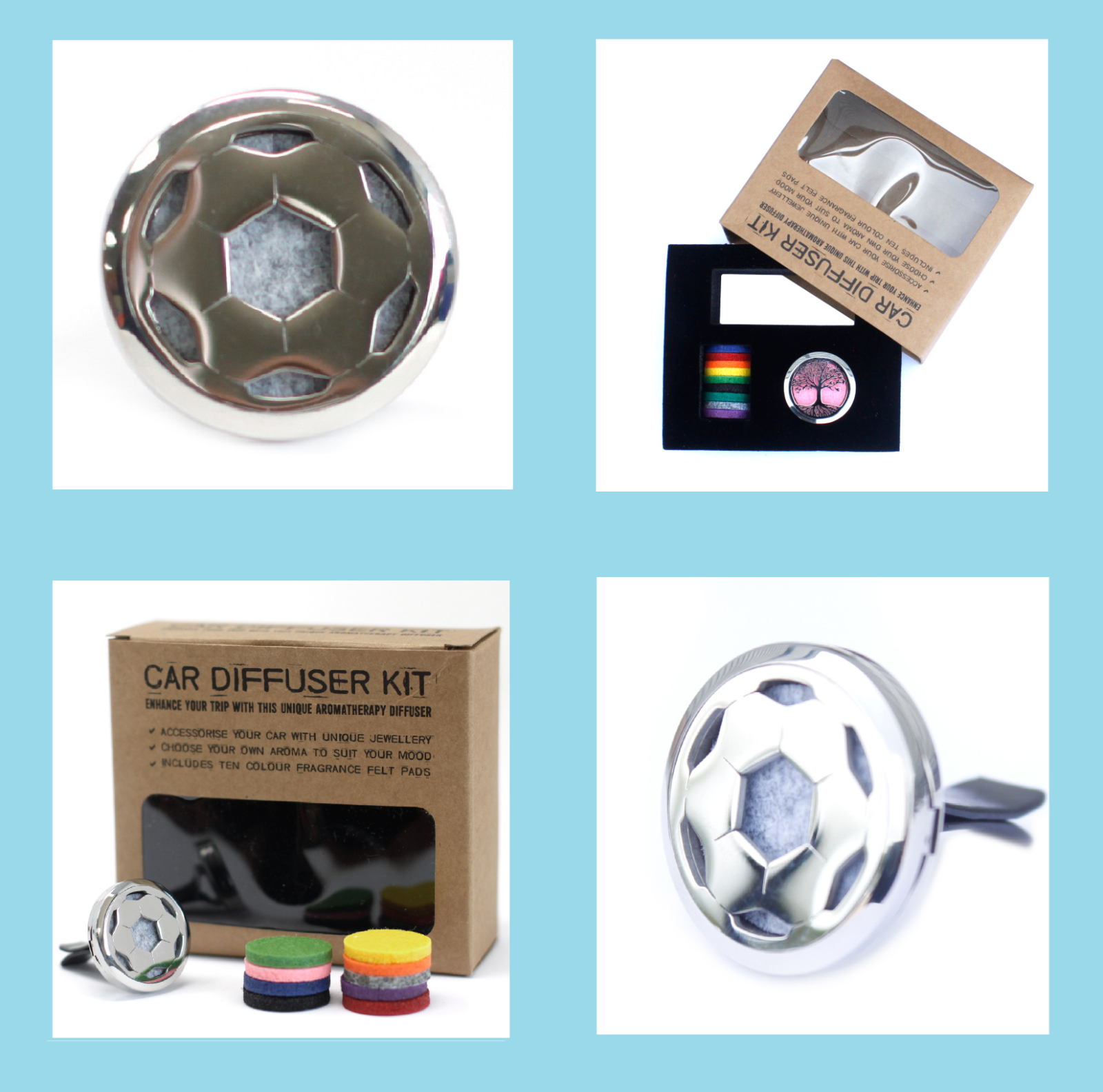 Football Aromatherapy Car Diffuser Kit with 10ml Pure Essential Oil - 30mm