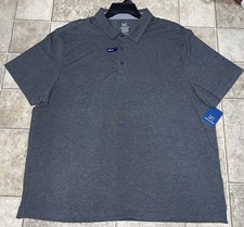 NWT Mens George Stretch Black Heather Polo Golf Shirt Size 2XL 50-52