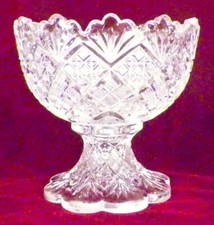 Toy Punch Bowl Flattened Diamond  Sunburst Westmoreland Clear EAPG 1910