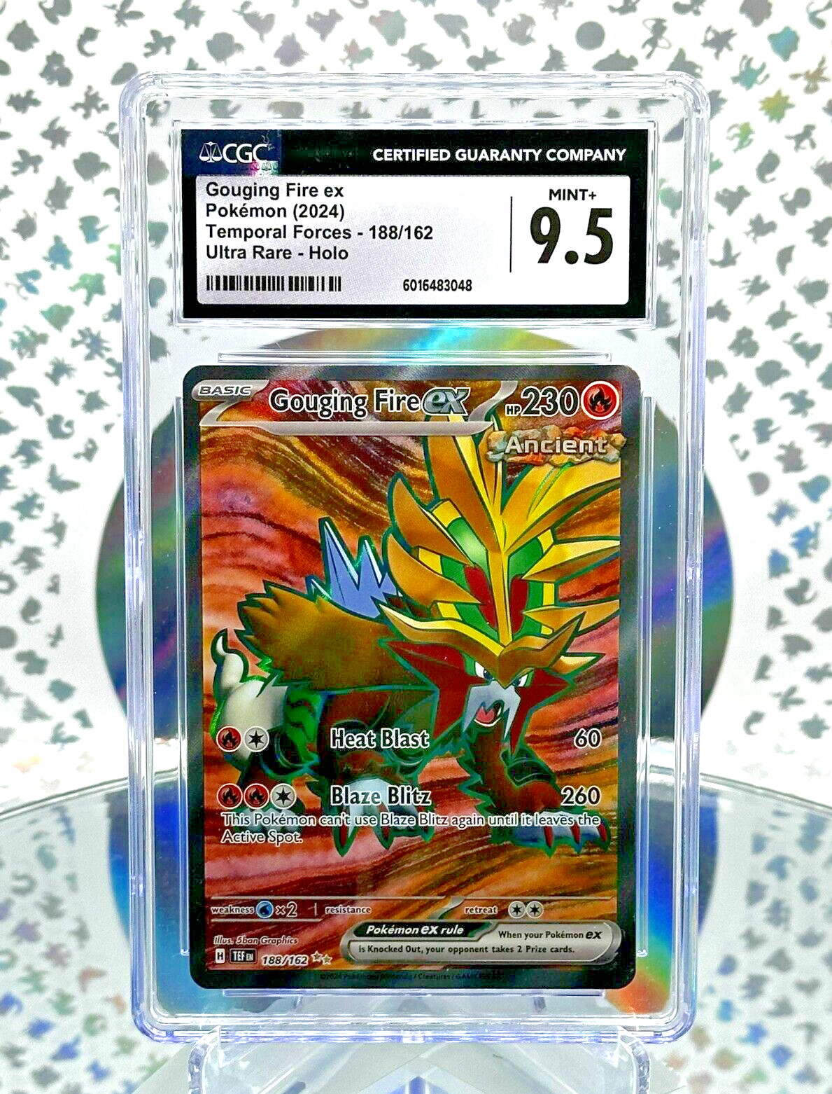 CGC 9.5 Gouging Fire EX 188 Temporal Forces Full Art Secret Rare Pokemon Card